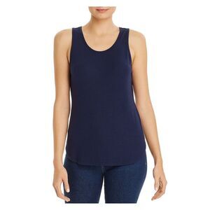 THREE DOTS Womens Navy Sleeveless Scoop Neck Tank Top L